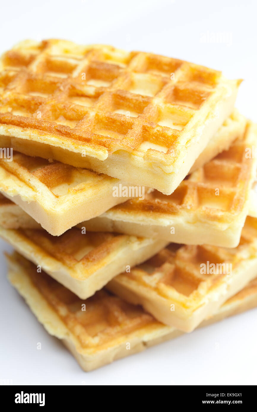 Köstliche Waffeln ist isoliert auf weiss Stockfoto
