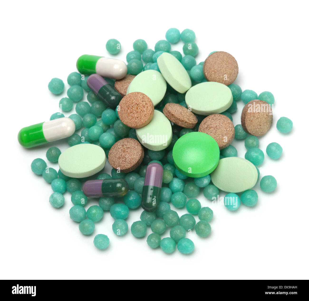 Vitamine, Pillen und Tabletten Stockfoto