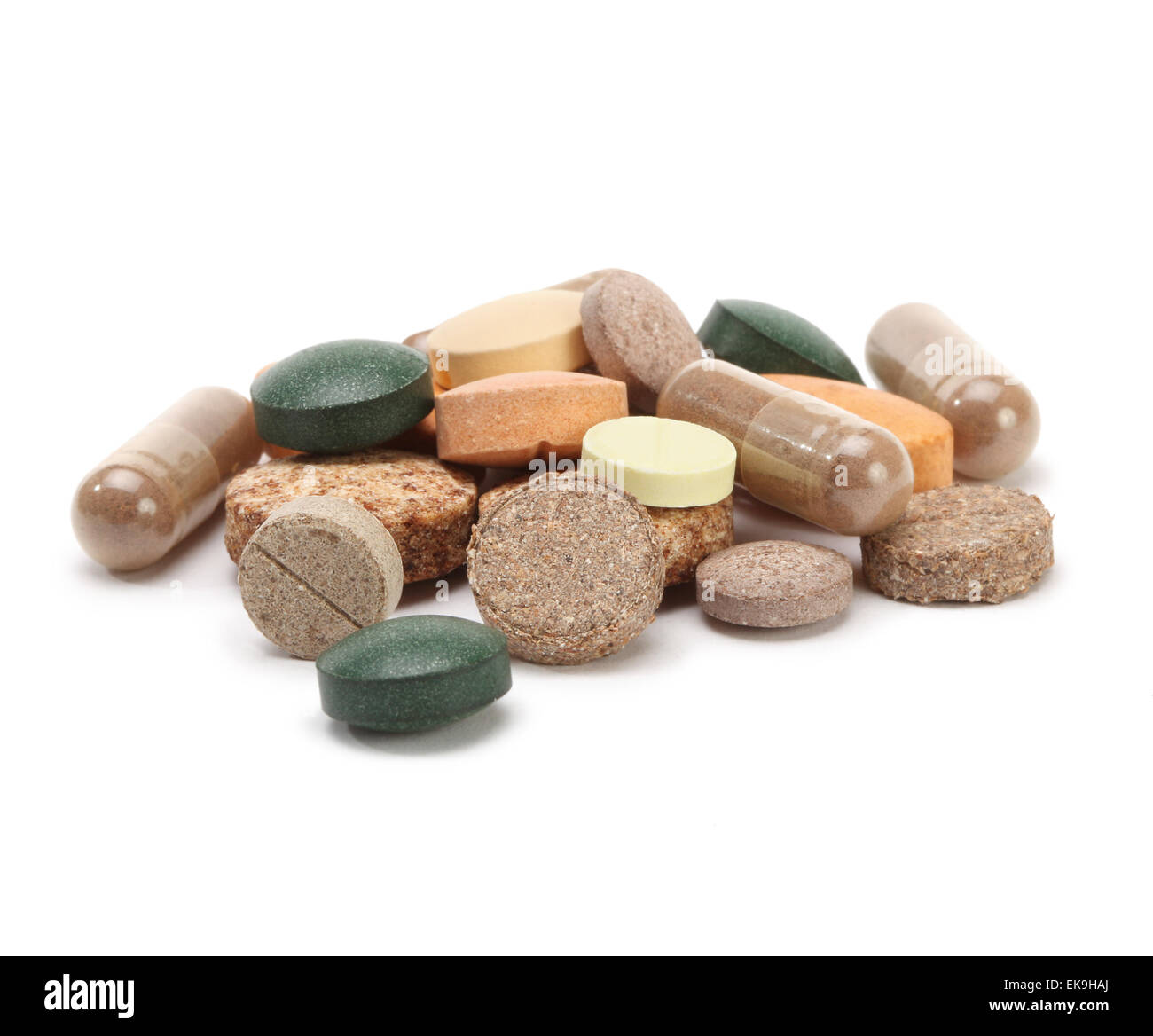 Vitamine, Pillen und Tabletten Stockfoto