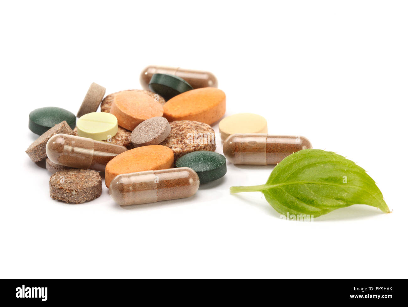 Vitamine, Pillen und Tabletten Stockfoto