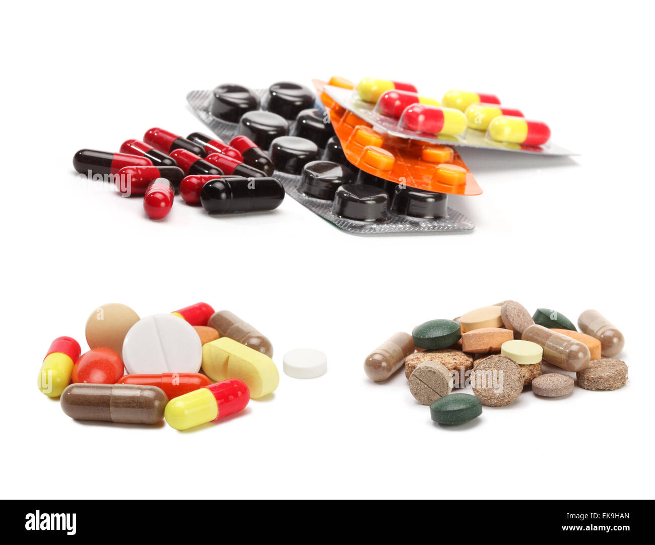 Vitamine, Pillen und Tabletten Stockfoto
