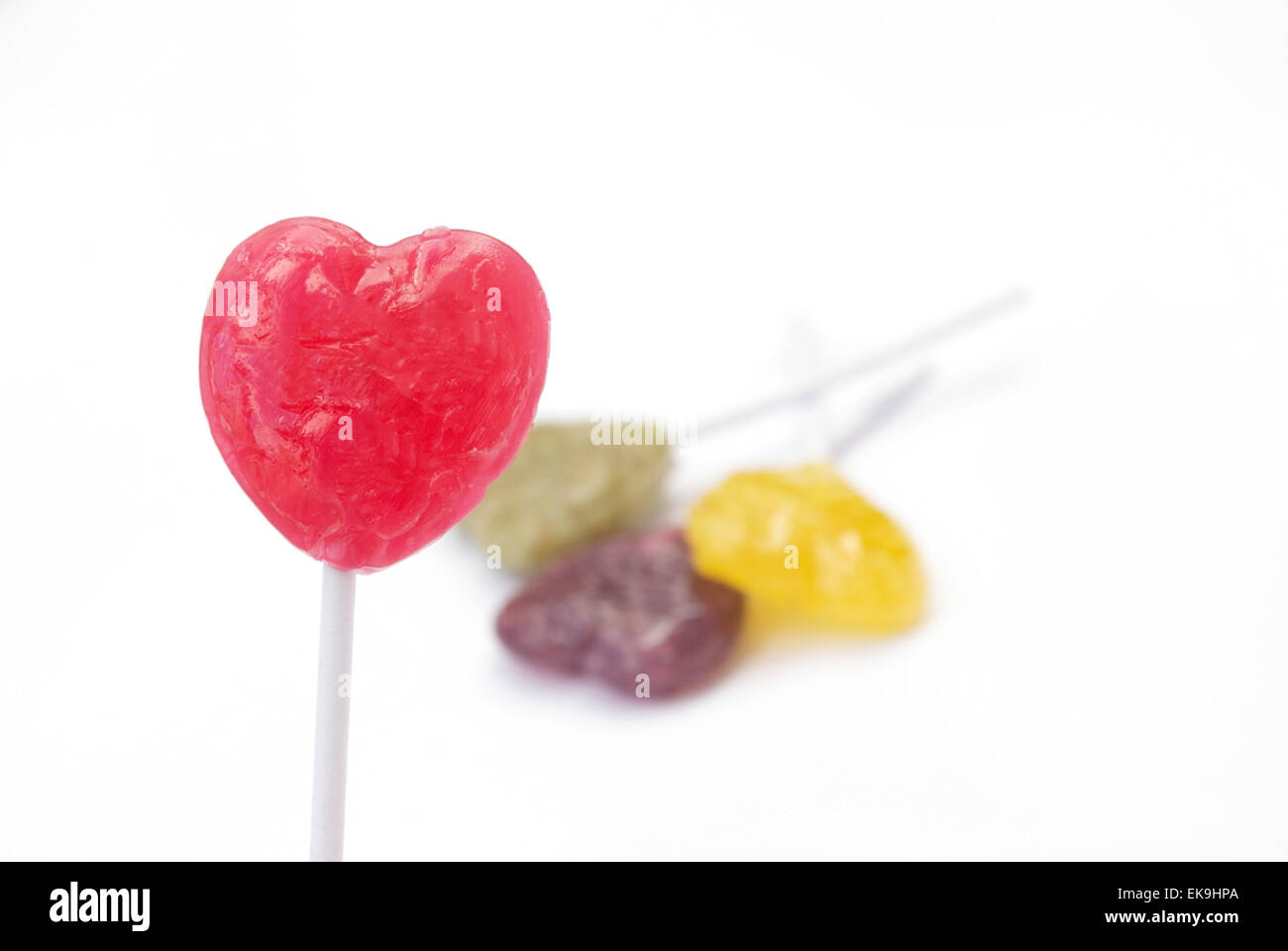 Herz-Lollipop-Bonbons Stockfoto