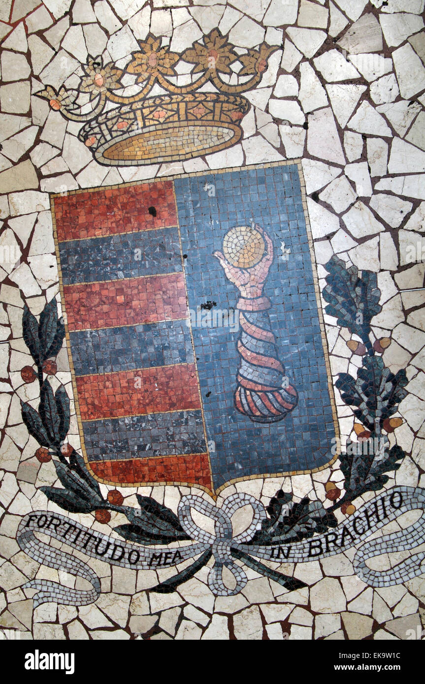 Italien, Lombardei, Cremona, Galleria 25 Aprile, Emblem von Cremona Mosaik Stockfoto