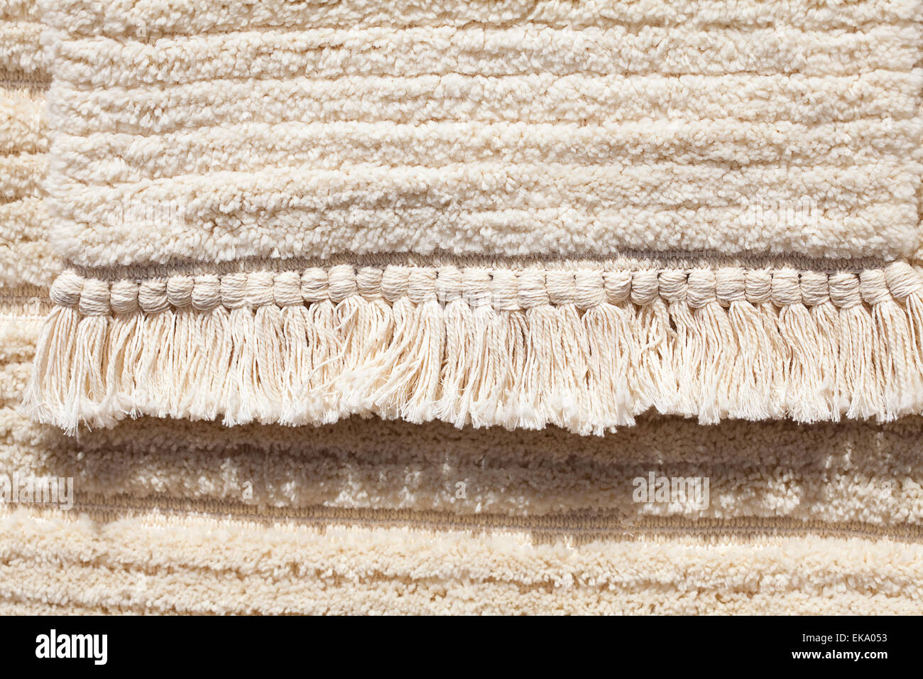Hintergrund des Teppichs aus der Schafwolle auf der Messe Stockfoto