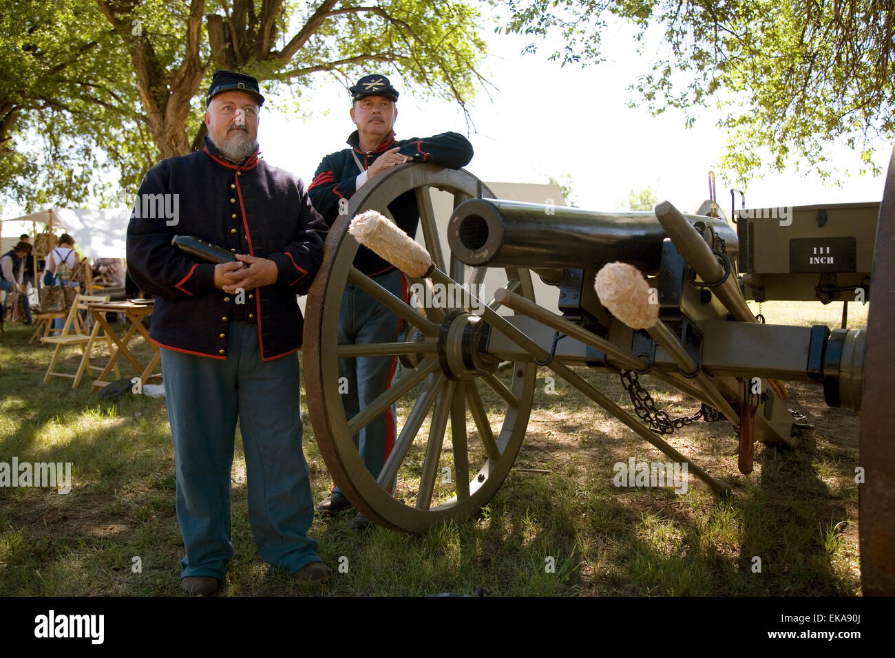 Kostümierte Dolmetscher bei Fort Stanton Live! Feier, in der Nähe von Lincoln, NM, USA Stockfoto