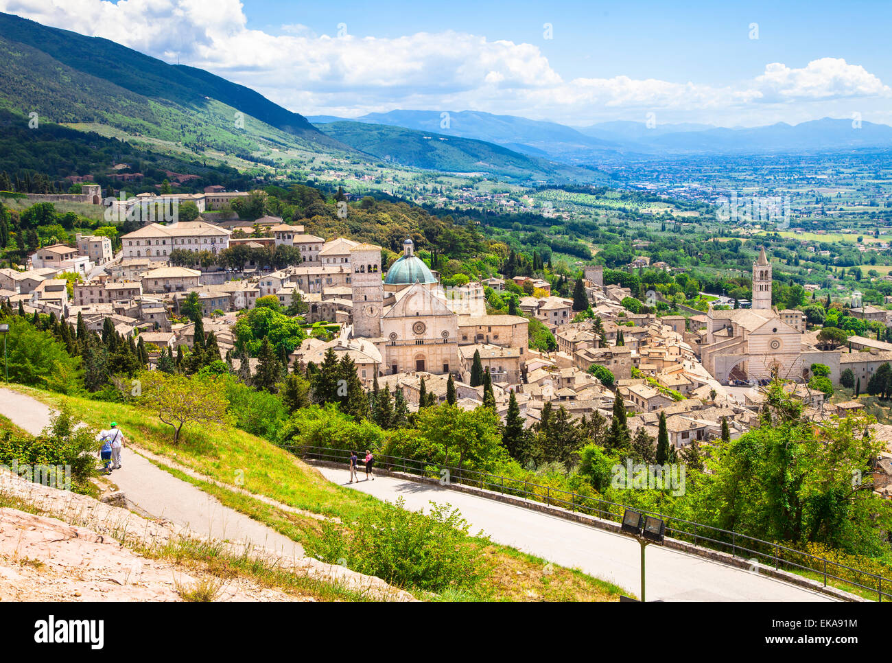 Blick auf Assisi - mittelalterliche Stadt in Umbrien, Italien Stockfoto