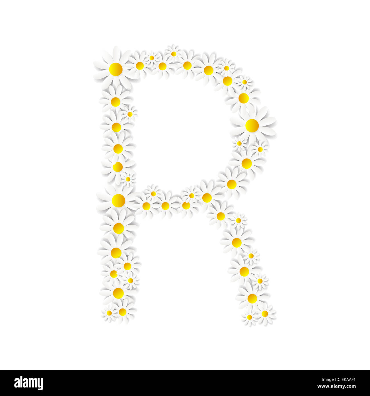 Flora-Daisy Design Alphabet Vektor y Stockfoto