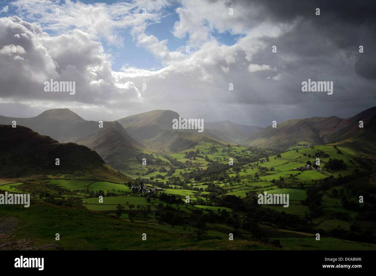 Stürmische Derwent Fells, Newlands Valley, Lake District National Park, Cumbria County, England, UK Stockfoto