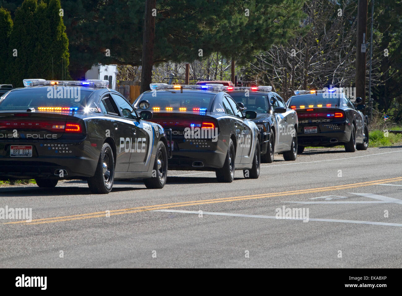 Boise Polizeiautos reagieren auf einen Vorfall in Boise, Idaho, USA. Stockfoto