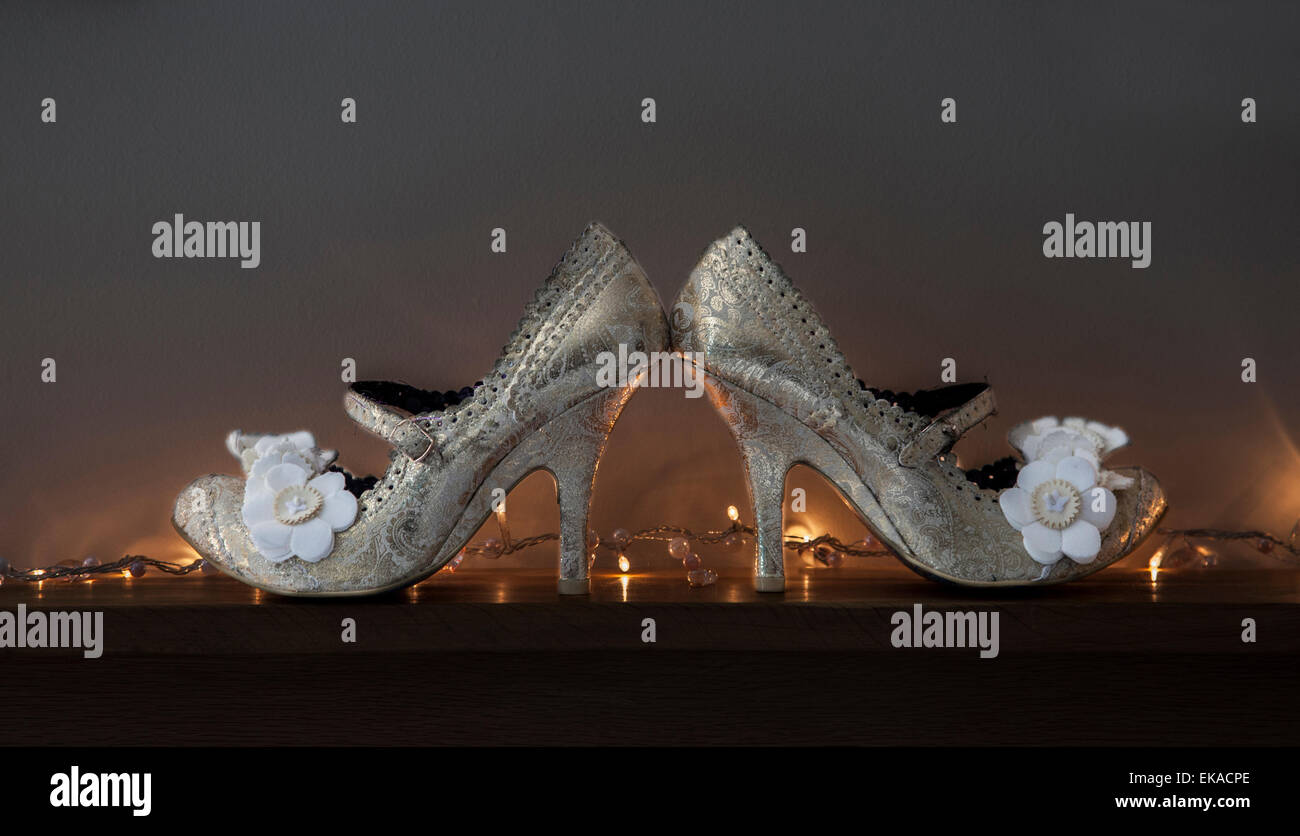 Bräute Schuhe, Hochzeit Tag Schuhe, Bräute Hochzeit Schuhe Stockfoto