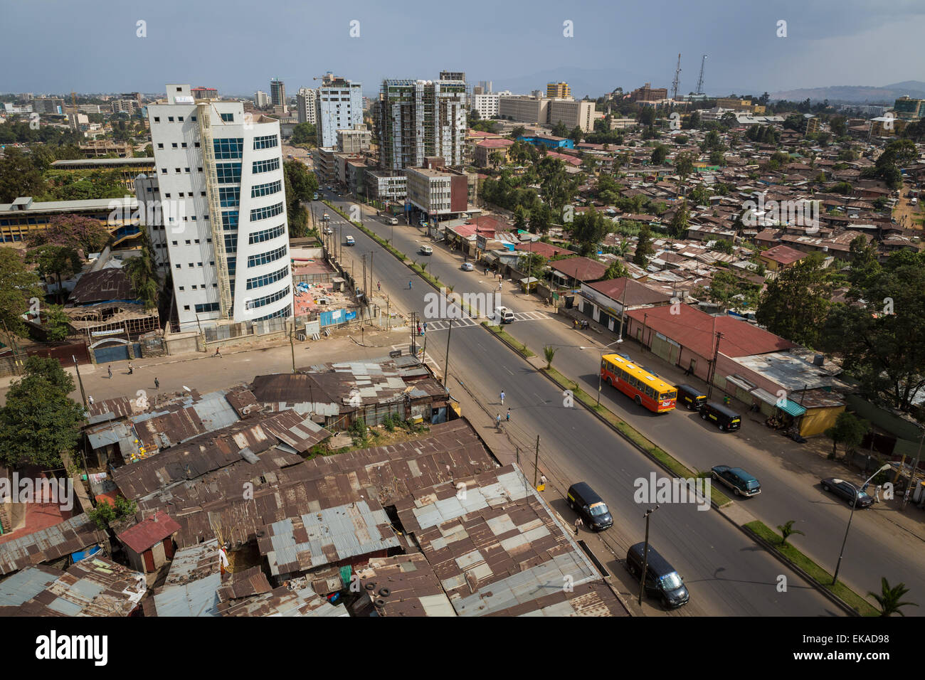 Dächer der äthiopischen Hauptstadt Addis Abeba Stockfoto