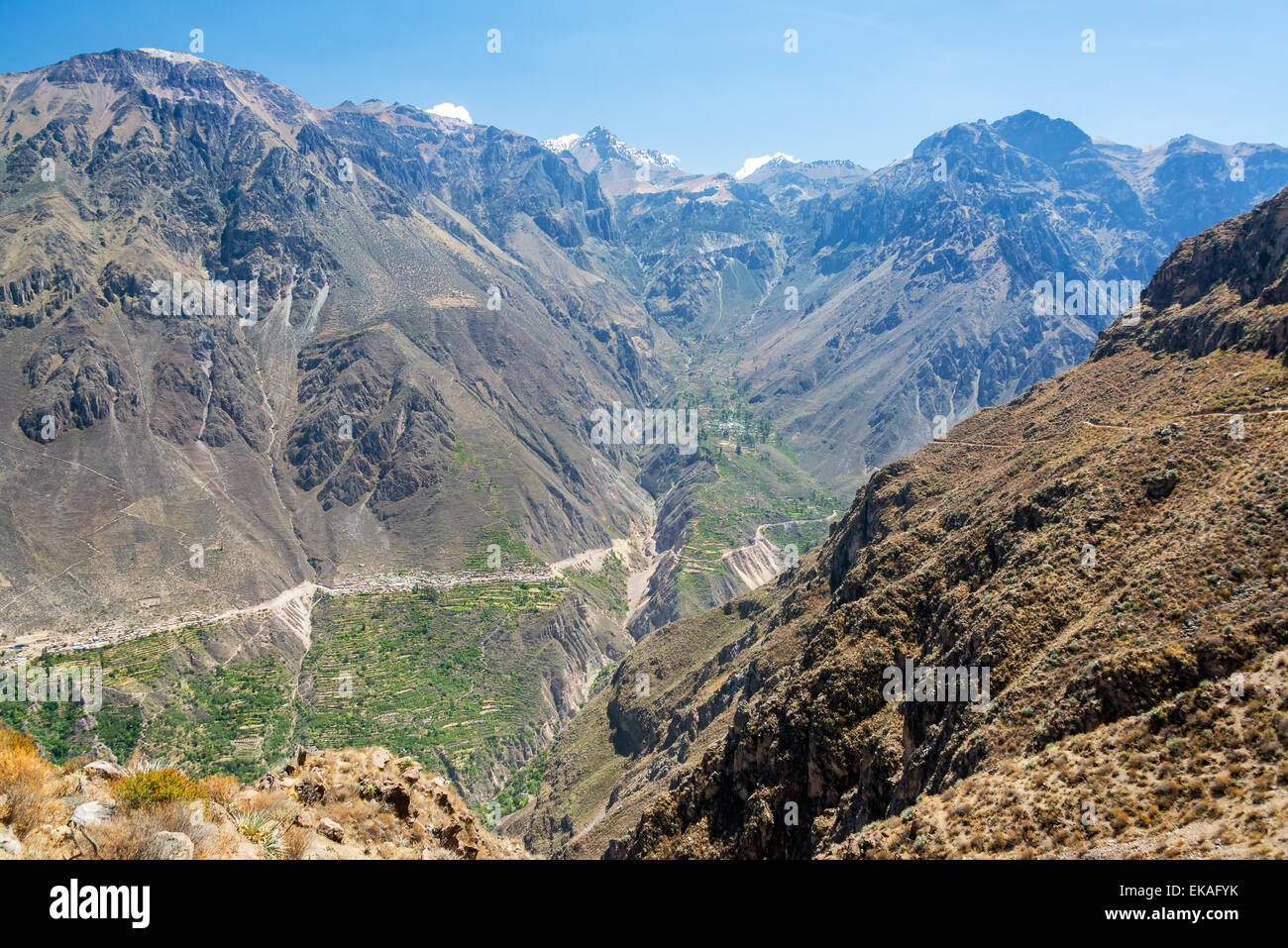 Dramatischen Blick auf die steilen Wände der Colca Canyon in Peru Stockfoto