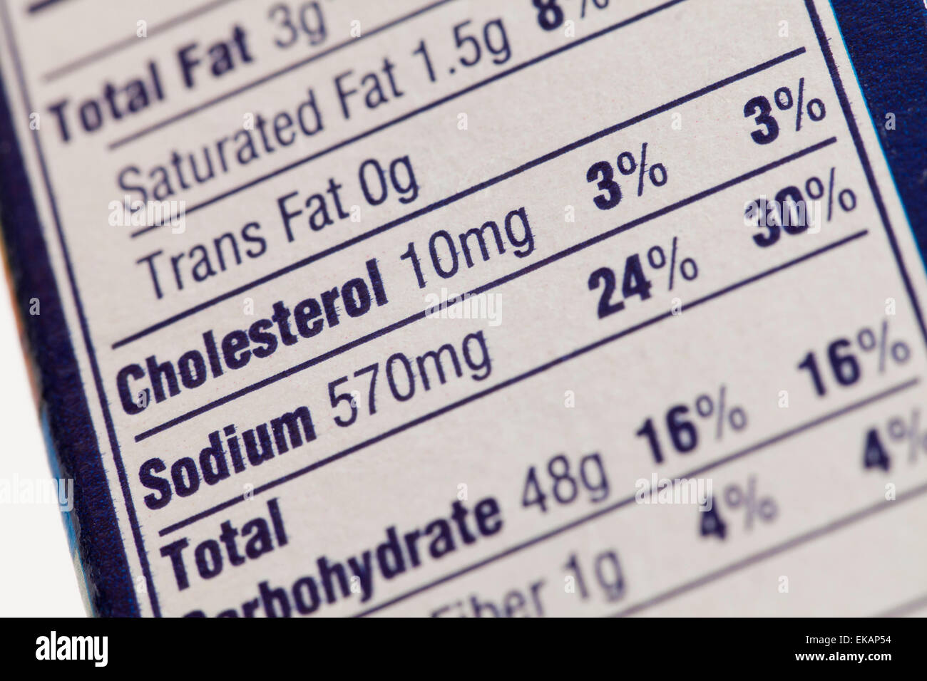 Ernährung-Etikette auf Karton - USA Stockfoto