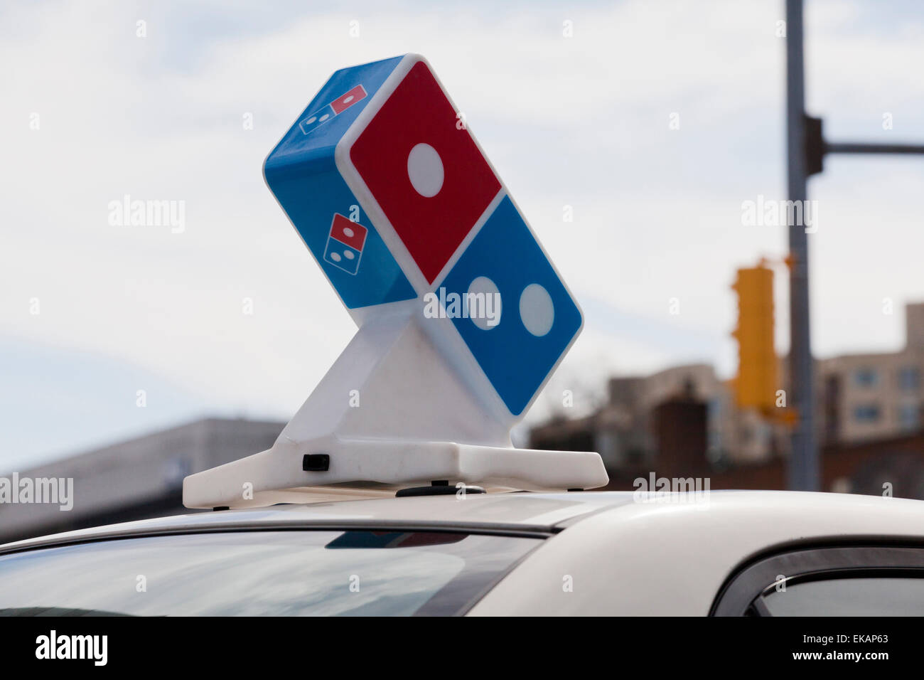 Dominos Pizza Lieferung Autokennzeichen - USA Stockfoto