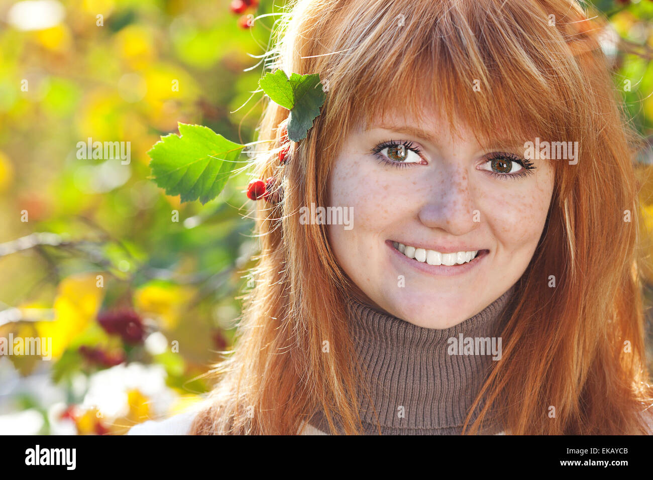 Porträt einer Frau schöne junge rothaarige teenager Stockfoto