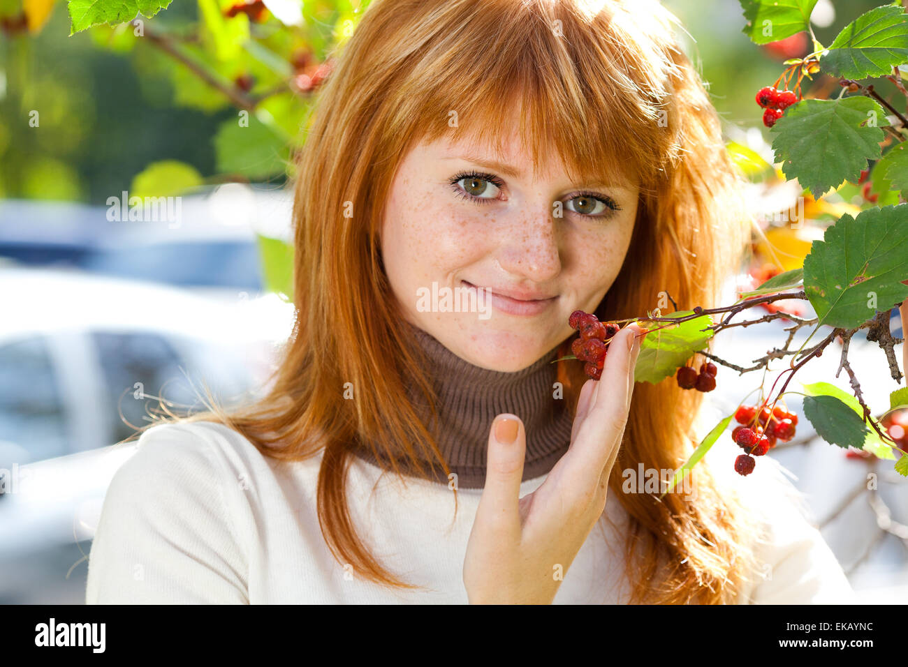 Porträt einer Frau schöne junge rothaarige teenager Stockfoto