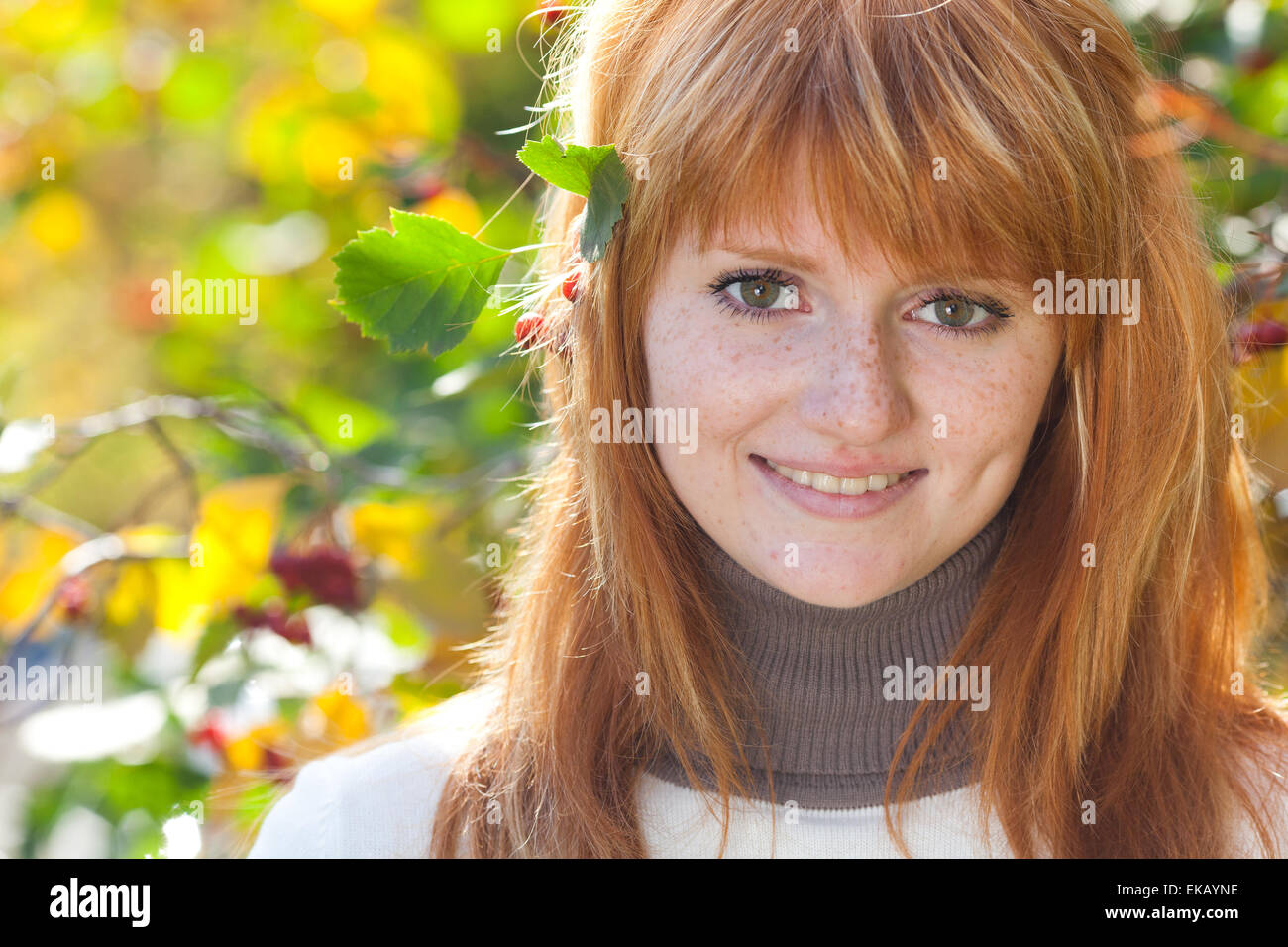 Porträt einer Frau schöne junge rothaarige teenager Stockfoto
