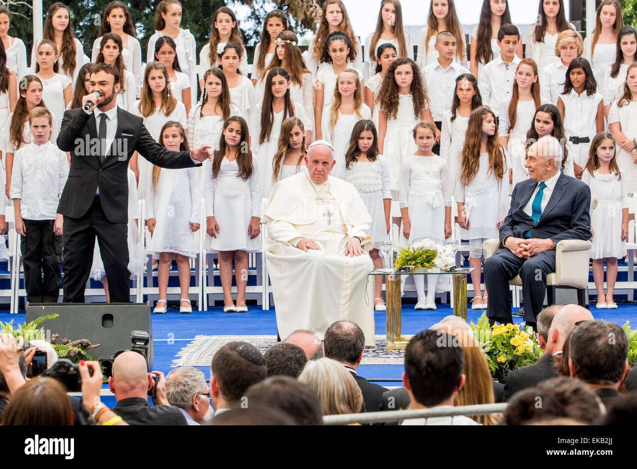 Papst Francis und Präsident Shimon Peres bei der päpstlichen Besuch in Israel 26. Mai 2014 Stockfoto