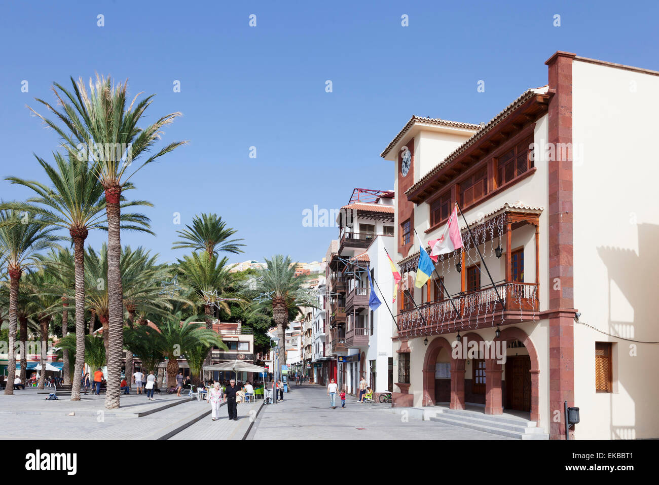 Rathaus am Plaza de Las Americas Square, San Sebastian, La Gomera, Kanarische Inseln, Spanien, Europa Stockfoto