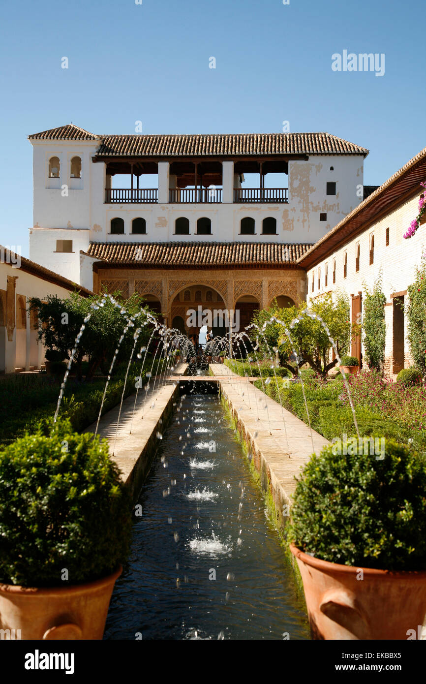 Generalife Gärten, Alhambra-Palast, UNESCO World Heritage Site, Granada, Andalusien, Spanien, Europa Stockfoto