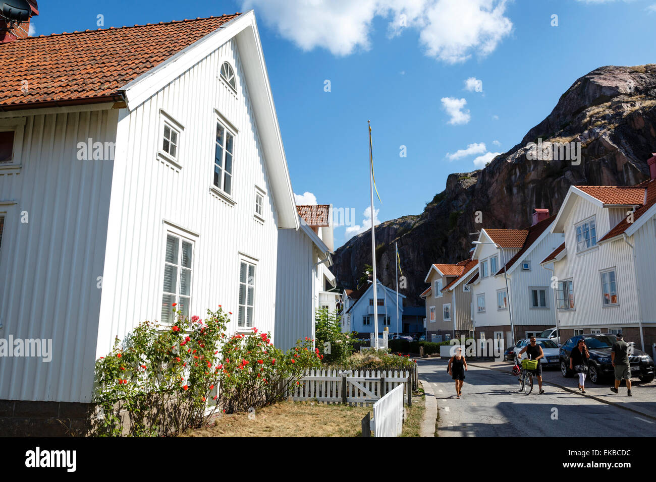 Häuser in Fjallbacka, Bohuslan Region, Westküste Schweden, Skandinavien, Europa Stockfoto