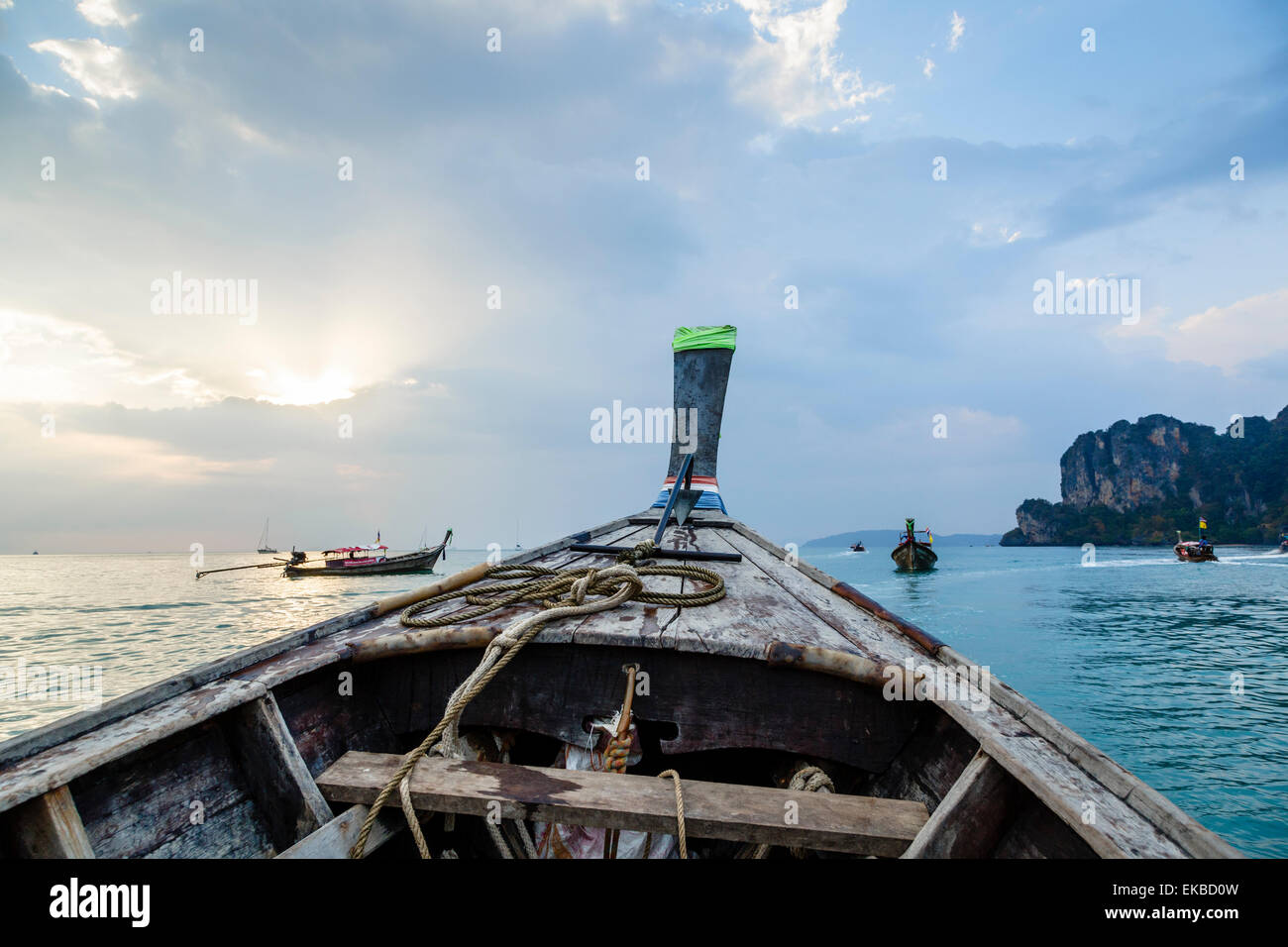 Longtail-Boot, Railay Beach, Krabi, Thailand, Südostasien, Asien Stockfoto