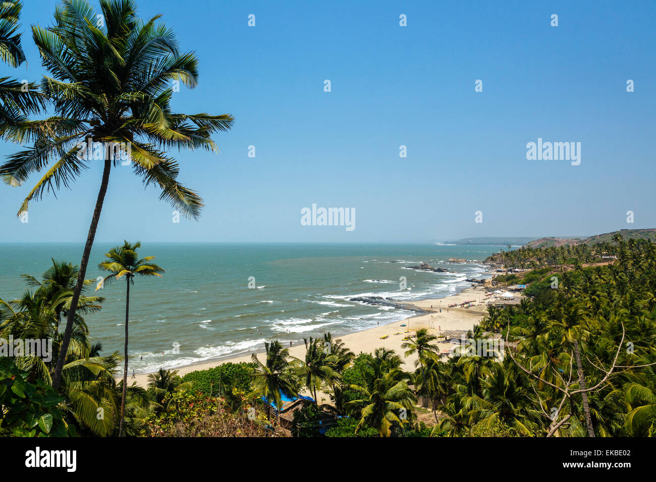 Blick über Vagator Beach, Goa, Indien, Asien Stockfoto
