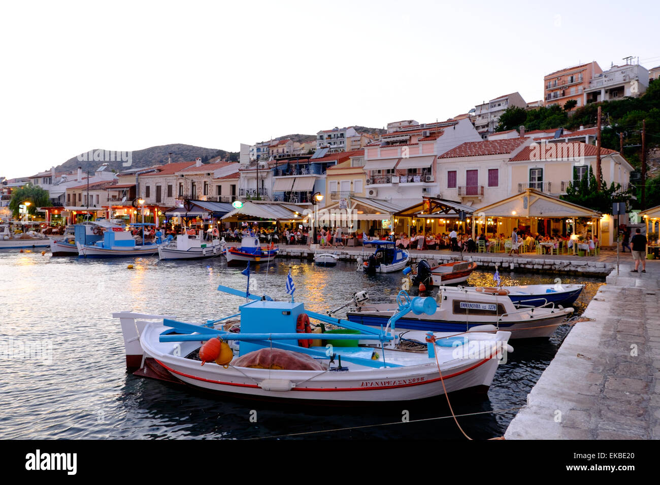 Der Hafen von Pythagorio, Samos Insel North Aegean Islands, griechische Inseln, Griechenland, Europa Stockfoto