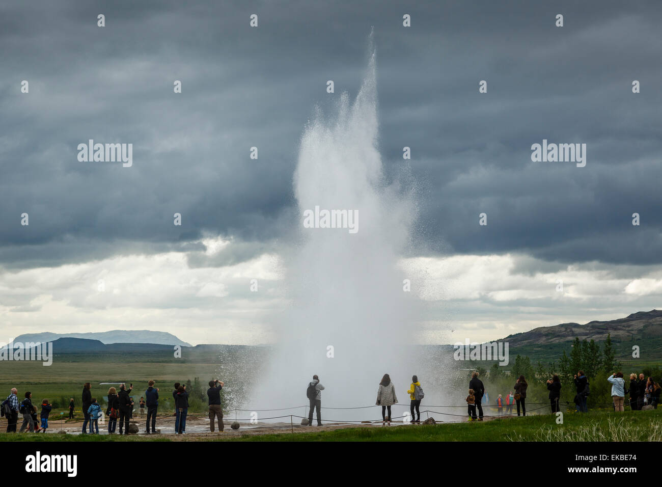 Strokkur Geysir, Geysir, Golden Circle, Island, Polarregionen Stockfoto