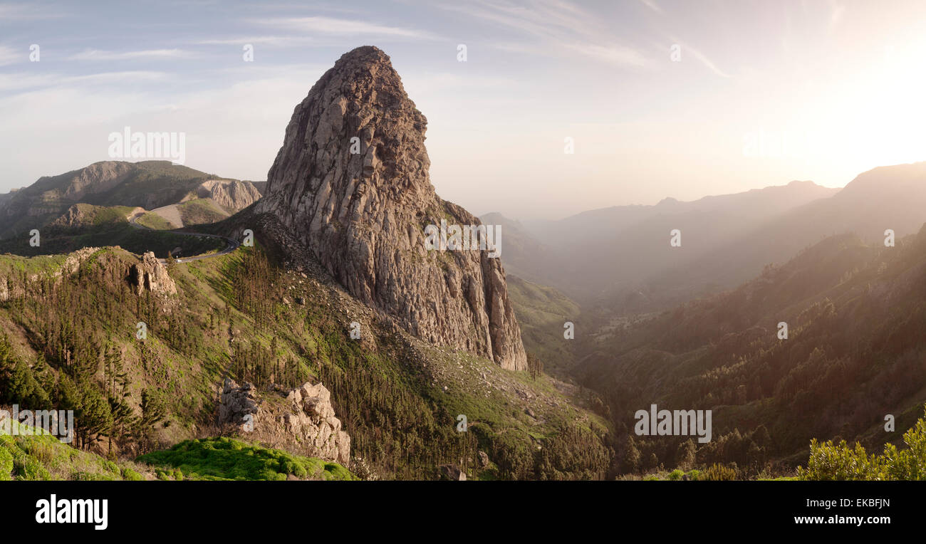 Roque de Agando, Mirador de Roques Degollada de Agando, La Gomera, Kanarische Inseln, Spanien, Europa Stockfoto