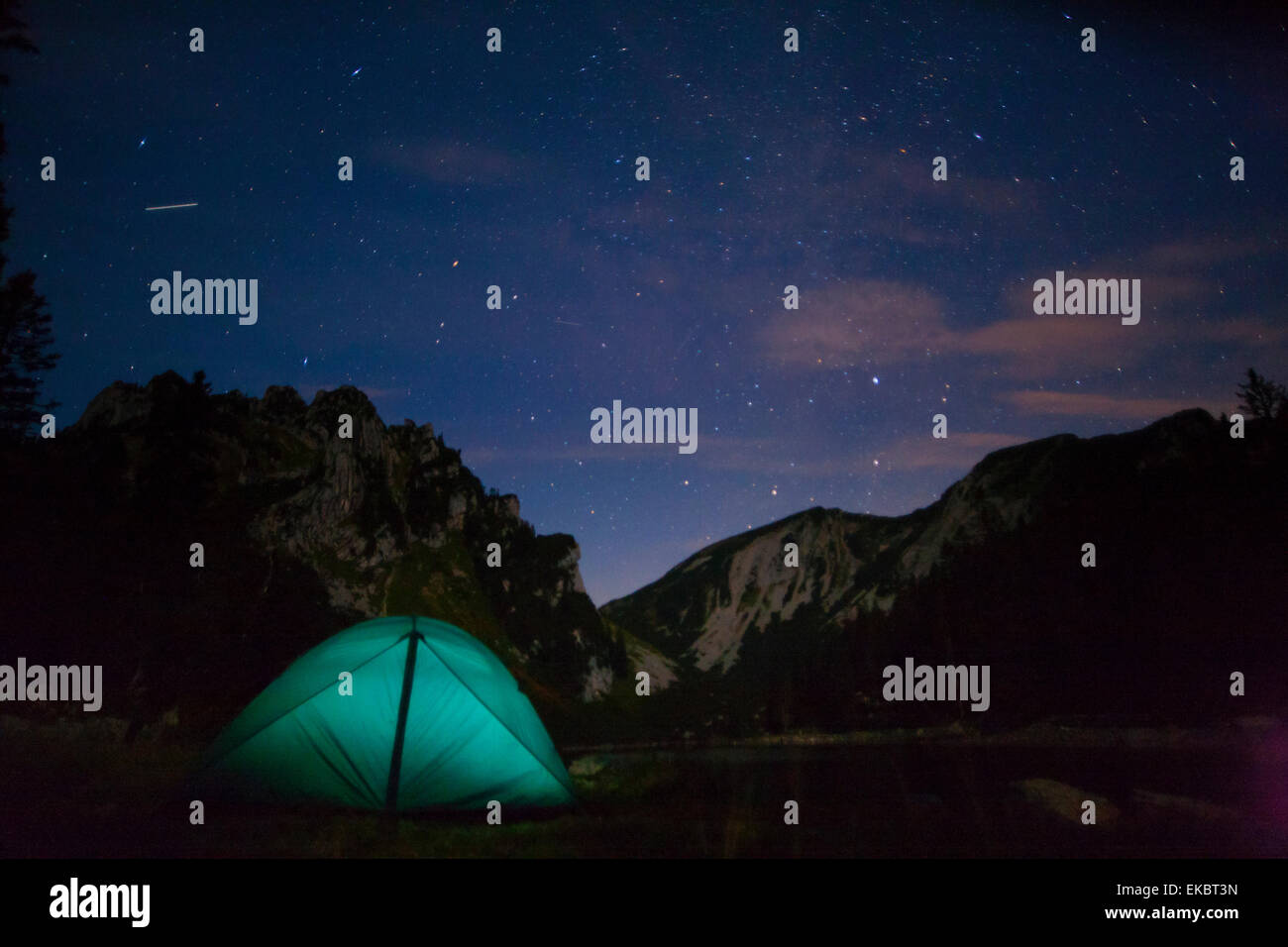 Camping, Karwendelgebirge, Bayern, Deutschland Stockfoto