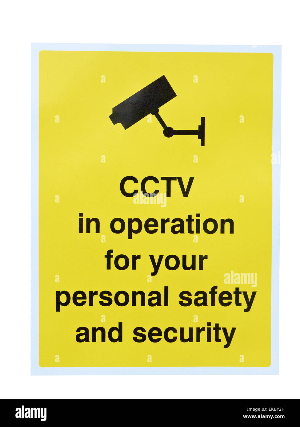 Gelbes Warnschild CCTV UK Stockfoto
