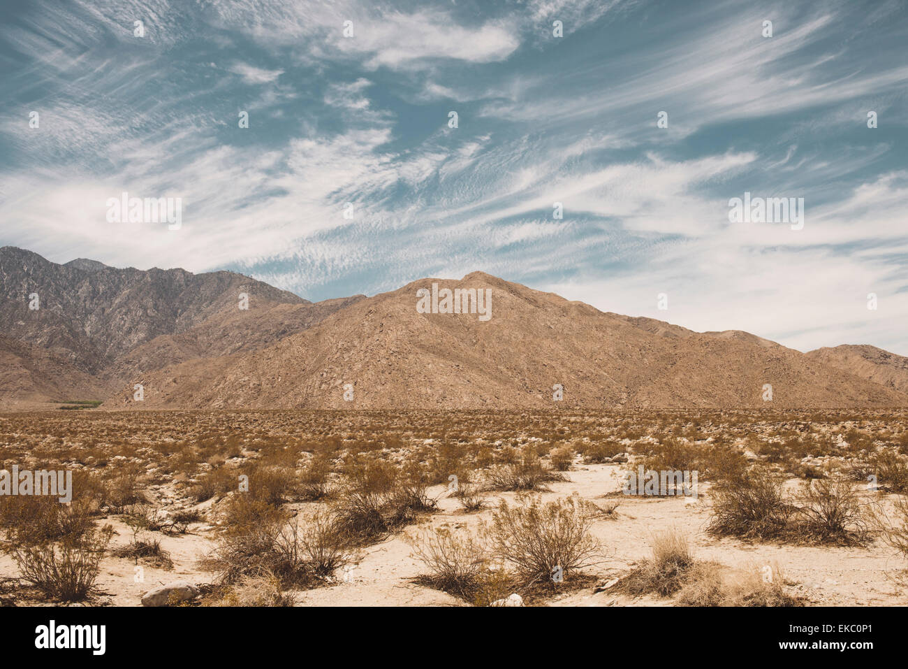 Wüstenlandschaft mit fernen Berge, Palm Springs, Kalifornien, USA Stockfoto
