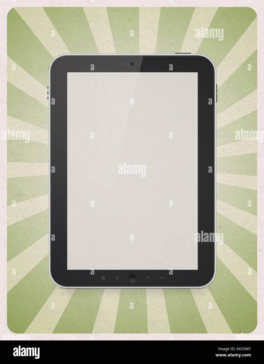 Digital-Tablette auf Retro-Hintergrund Stockfoto