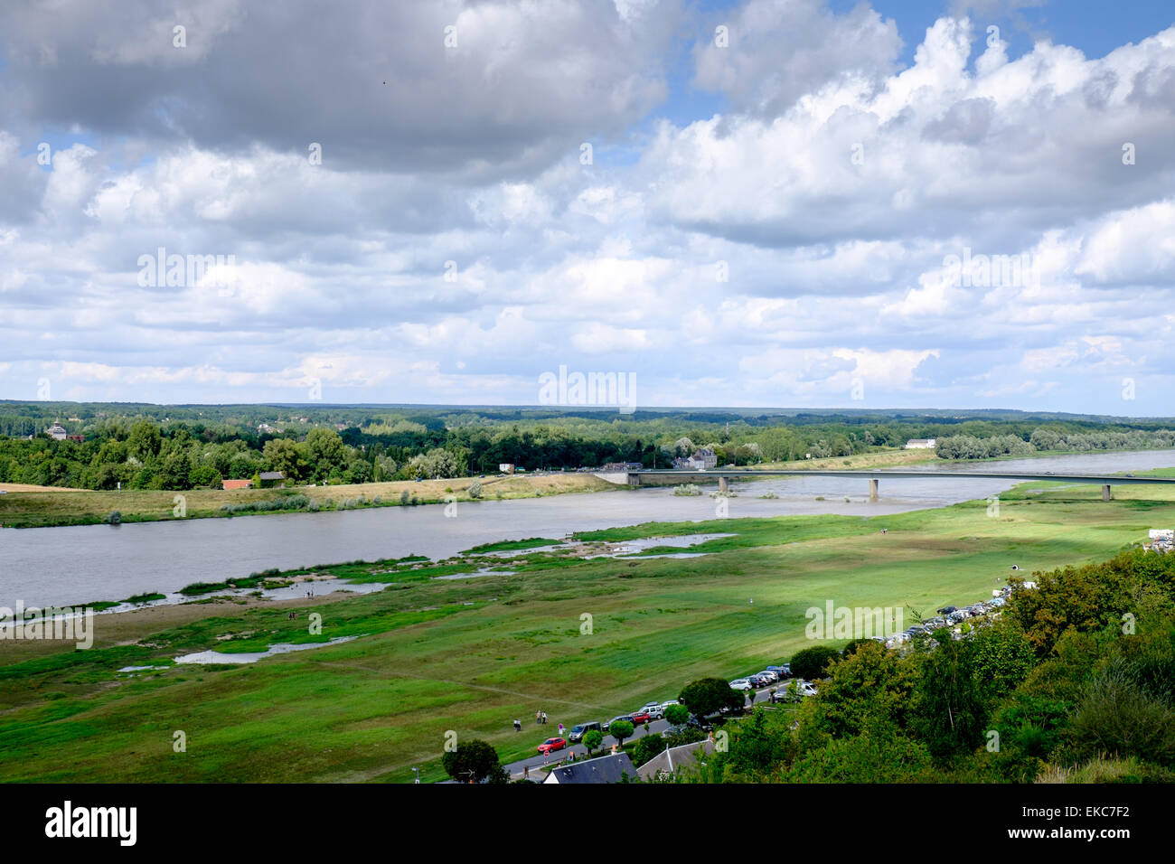 Blick auf Fluss Loire von Chaumont Burg, Chaumont-Sur-Loire, Frankreich Stockfoto