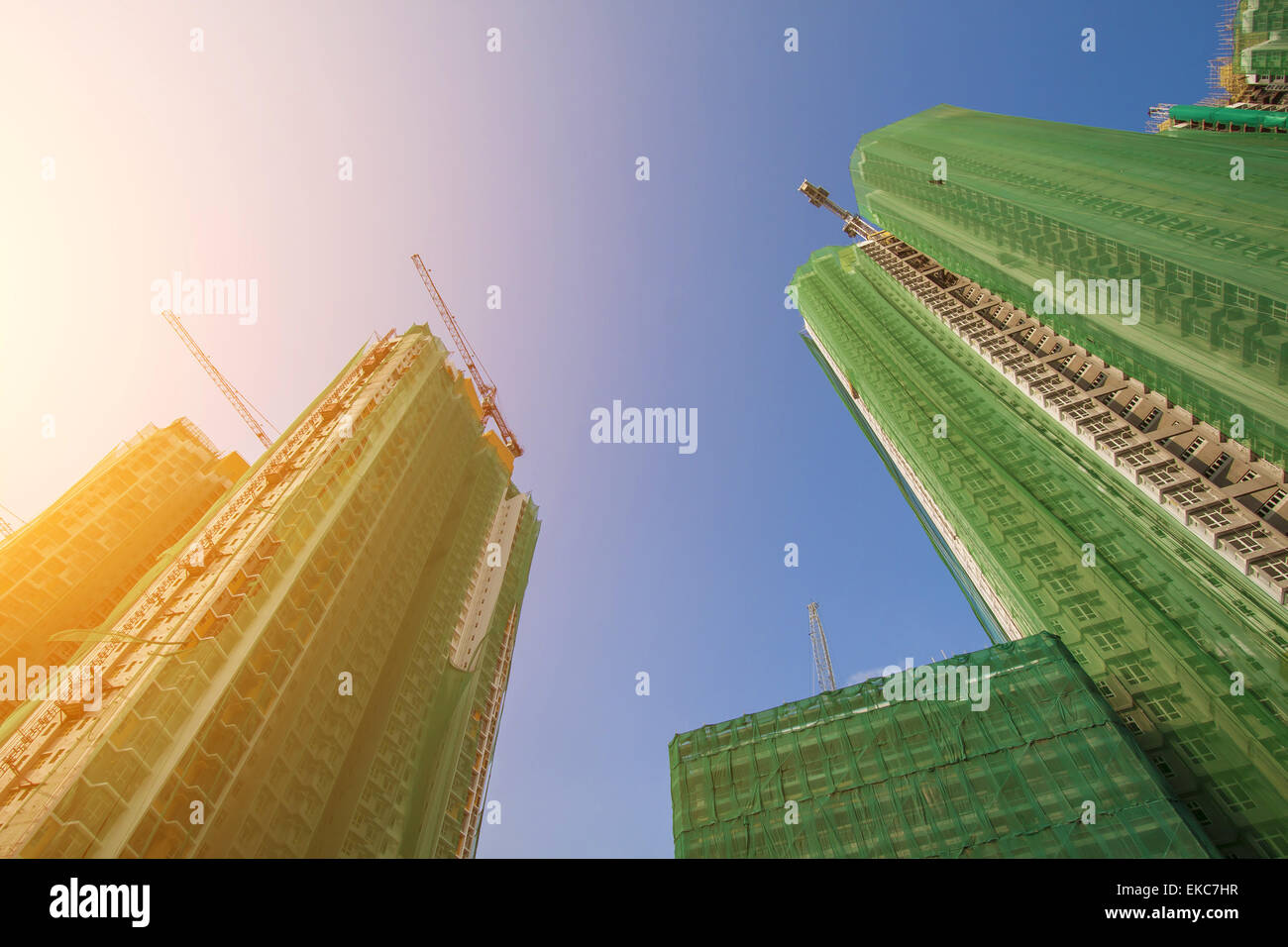 Baustelle in Hong Kong mit Sonnenschein Stockfoto