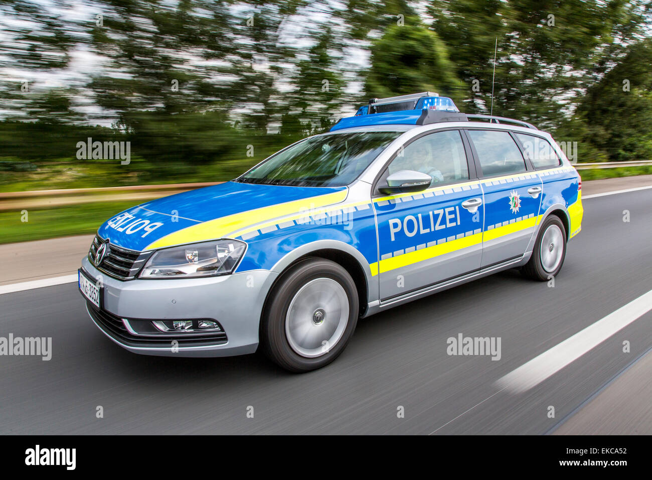 Polizei-Auto, Autobahn Autobahn-Streifenwagen, Stockfoto