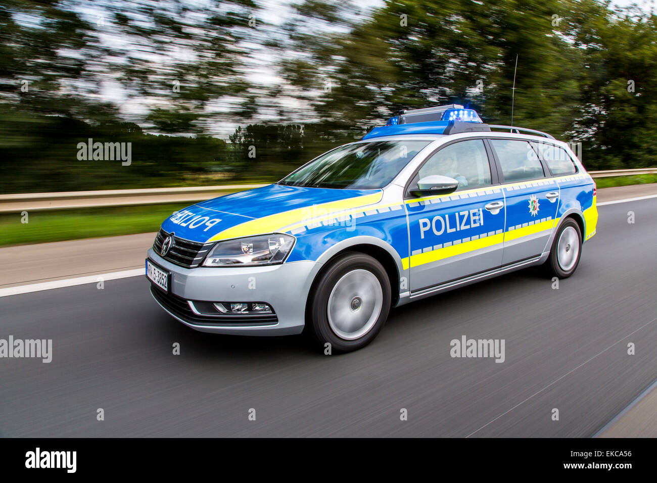 Polizei-Auto, Autobahn Autobahn-Streifenwagen, Stockfoto