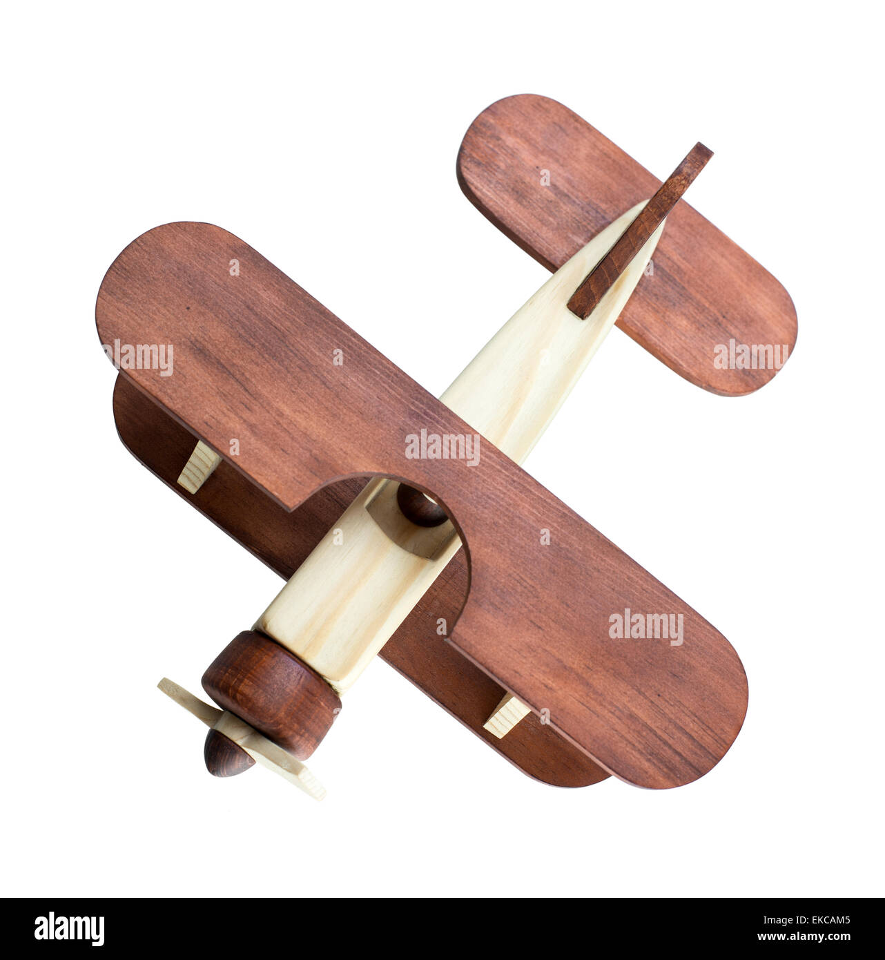 Aus Holz Flugzeug Modell Draufsicht isoliert Stockfoto