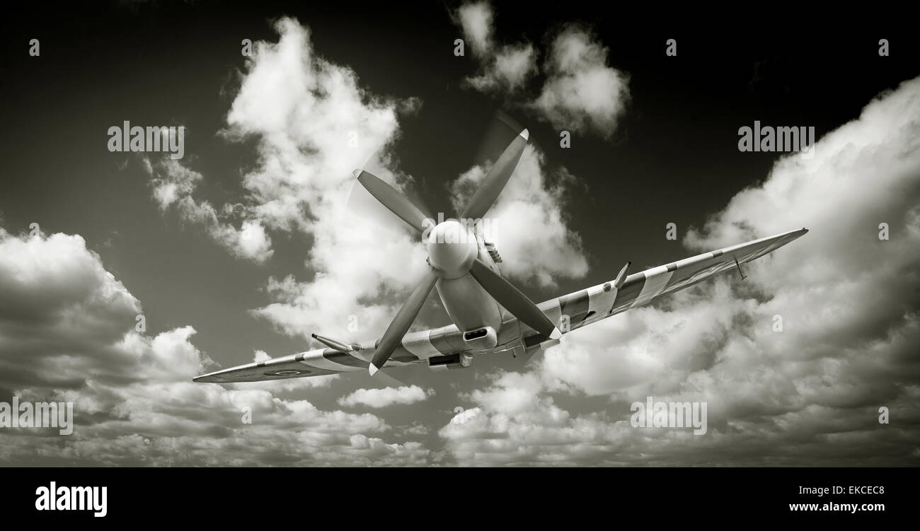 Supermarine Spitfire Mk IX niedrigen Horizontalflug Stockfoto
