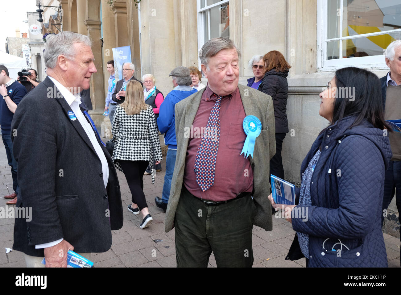 Kenneth Clarke werbend in Loughborough während der BRITISCHEN allgemeinen Wahl 2015 Stockfoto