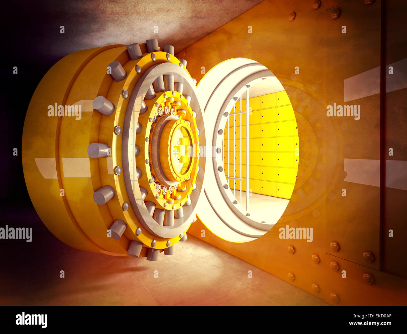 3D-Bild eines klassischen Tresortür Stockfoto