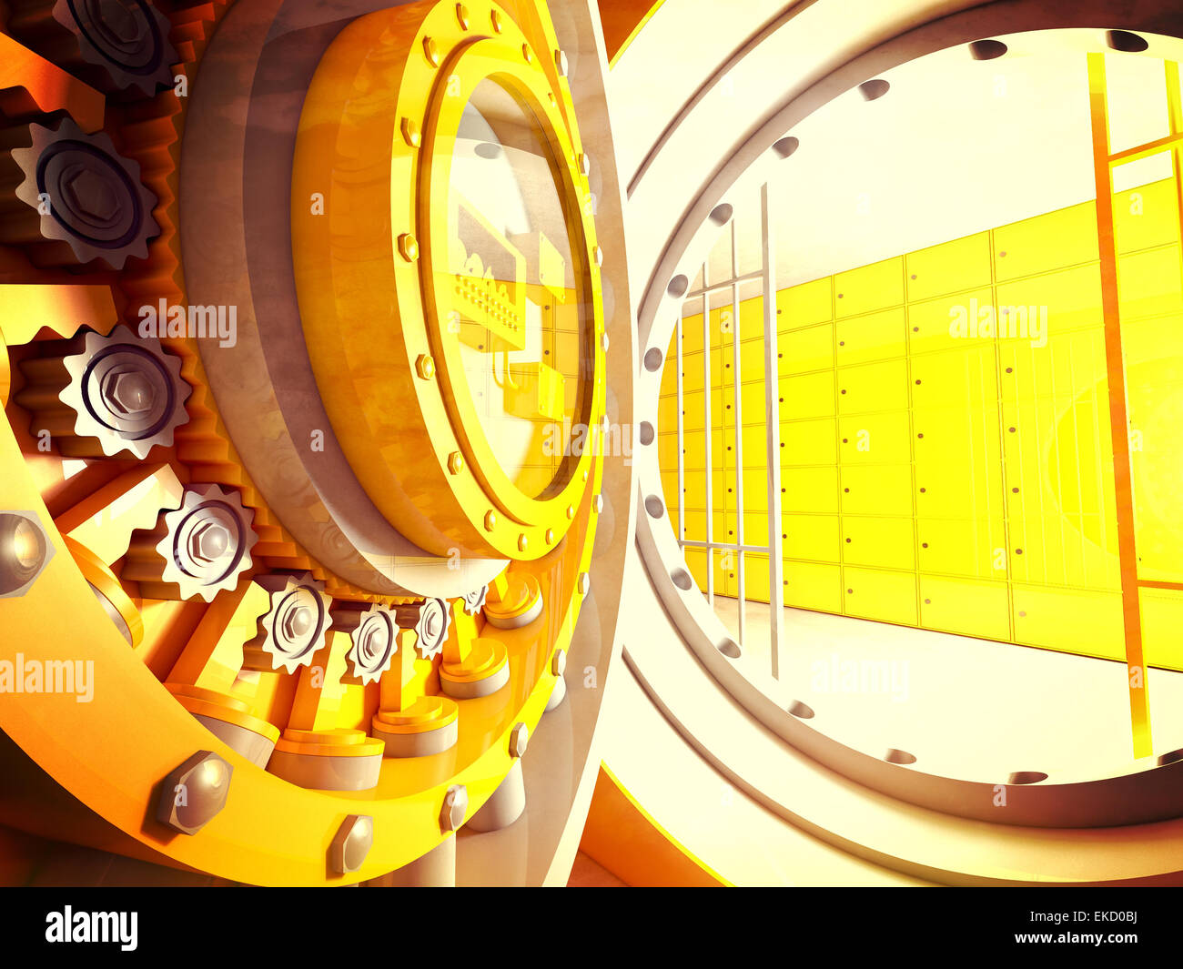 3D-Bild eines klassischen Tresortür Stockfoto