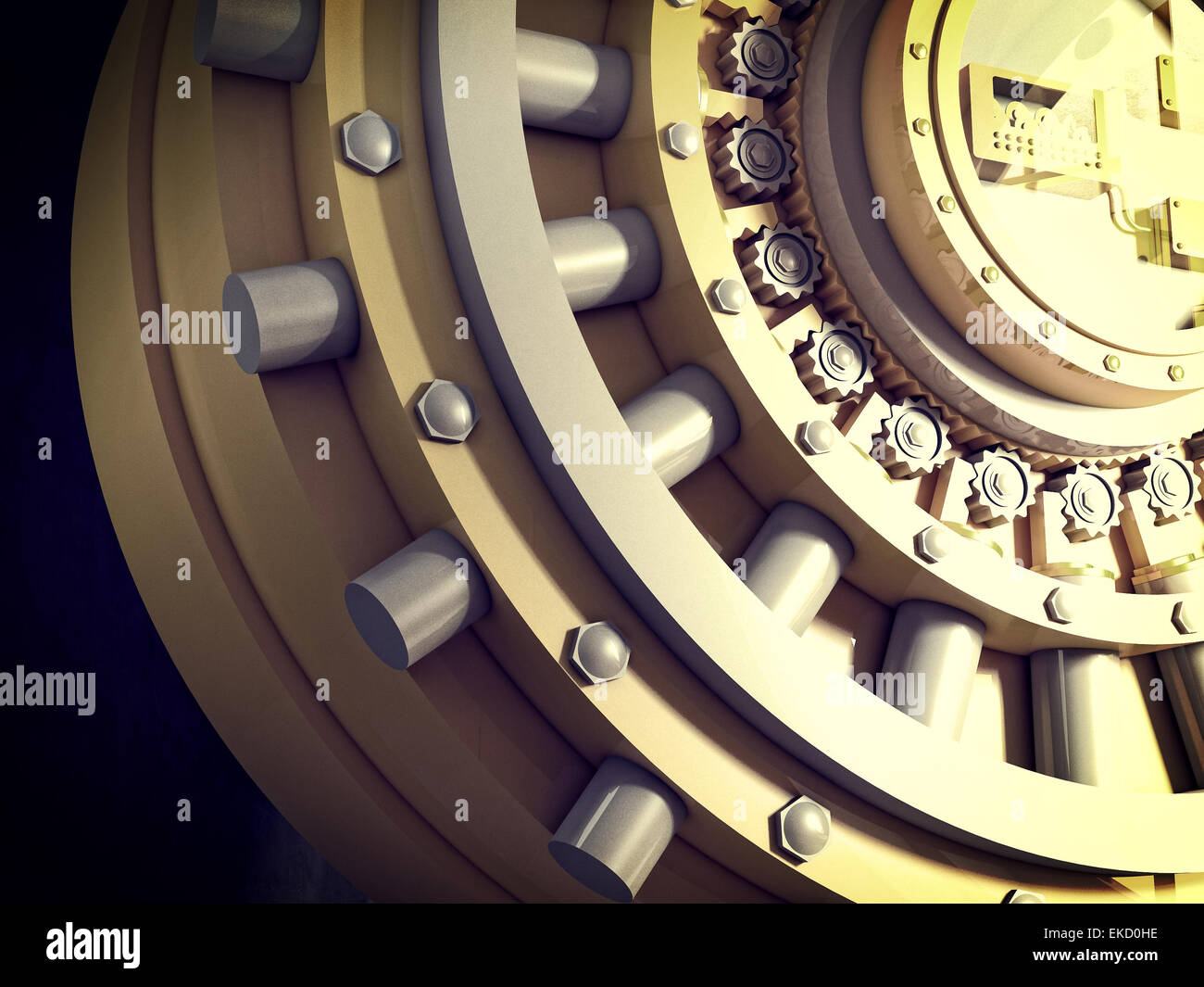 3D-Bild eines klassischen Tresortür Stockfoto
