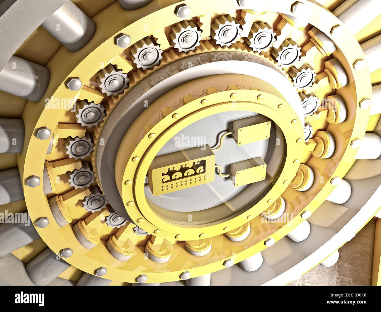 3D-Bild eines klassischen Tresortür Stockfoto