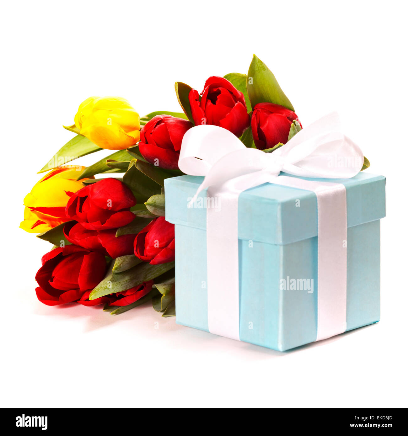 Geschenk-Box mit Blumen Stockfoto