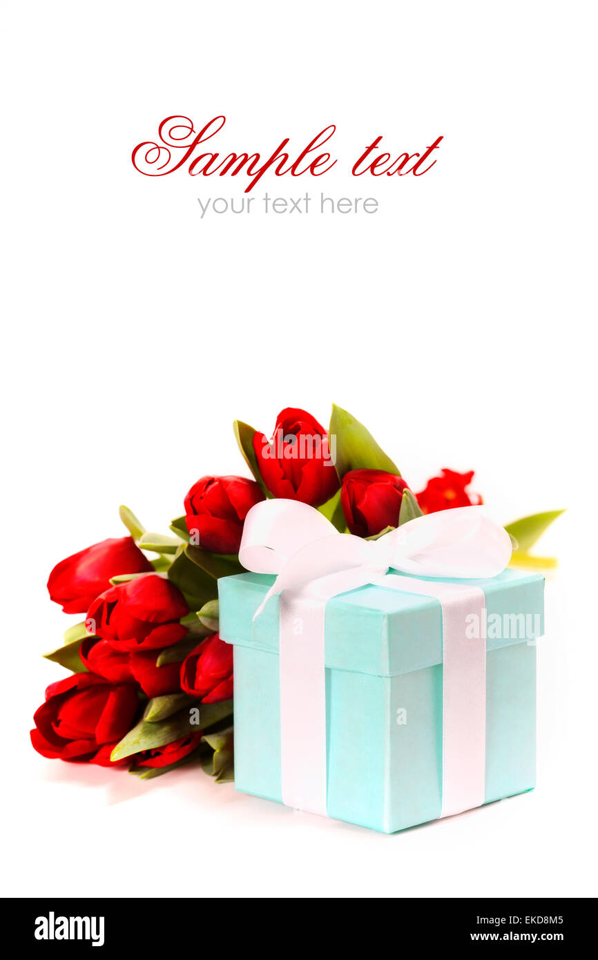 Geschenk-Box mit Blumen Stockfoto