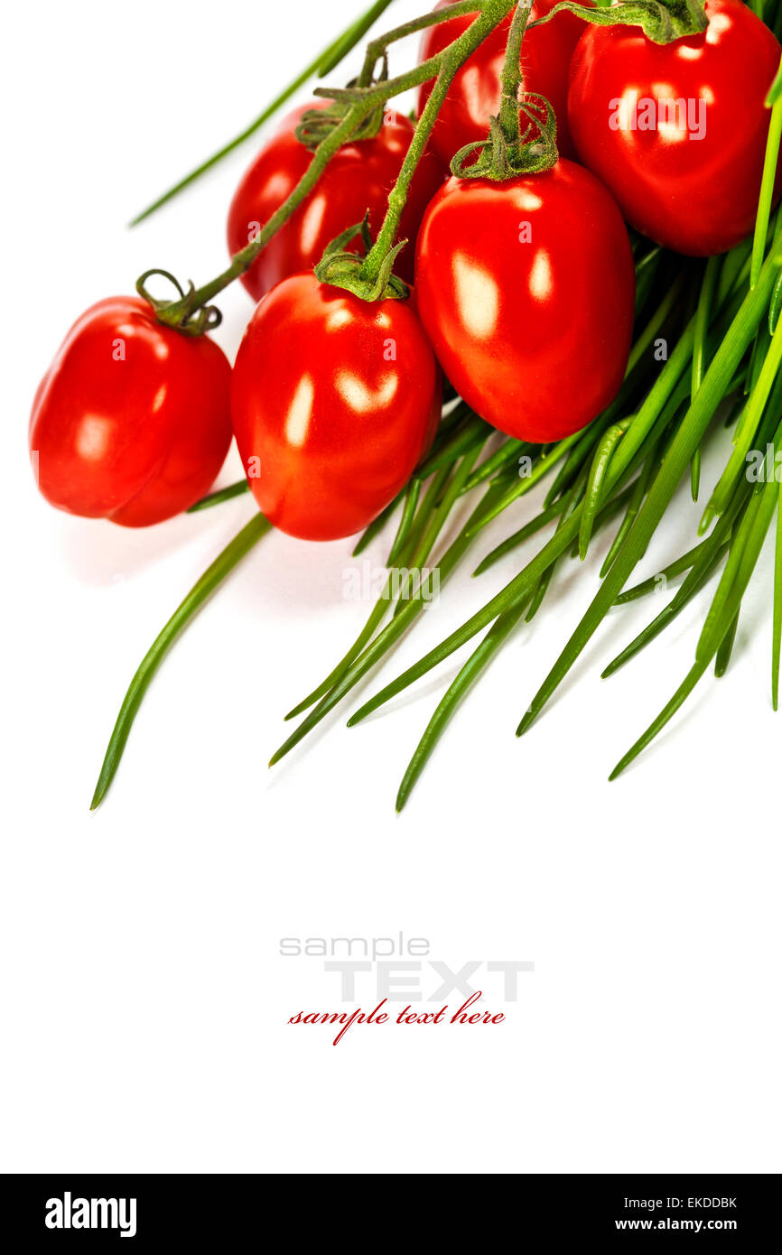 Gurken, Tomaten und Schnittlauch Stockfoto