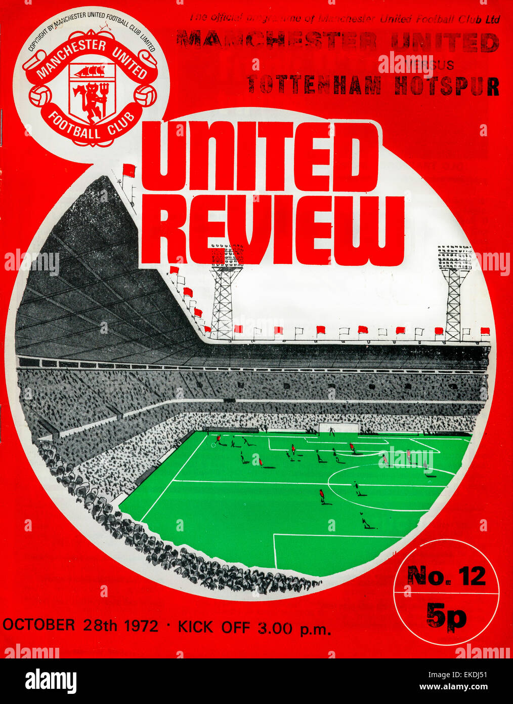 Manchester United gegen Tottenham Hotspur Football-Programm. 28. Oktober 1972 Stockfoto