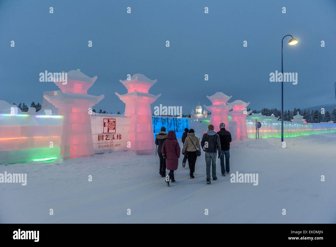 Der Skulpturenpark ICIUM Wunderwelt aus Eis, Levi, Finnland Stockfoto